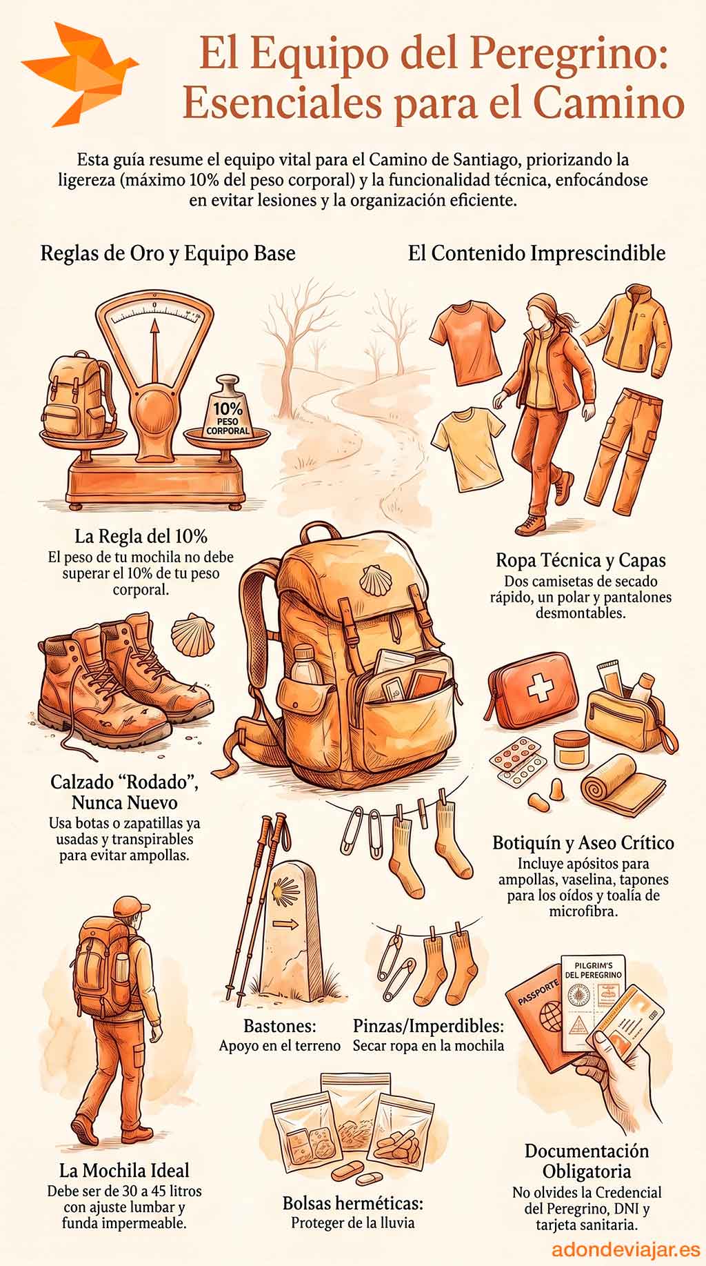 Lo que no te puede faltar en el Camino de Santiago: guía definitiva de equipaje Guia Lo Que No Te Puede Faltar En El Camino De Santiago